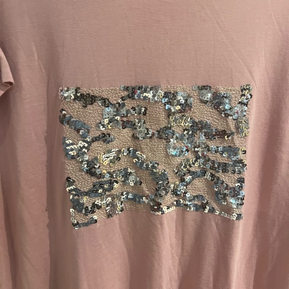 Zara Collection Women’s T-Shirt Short Sleeve Sequined Front Pink Size L - Picture 3 of 5